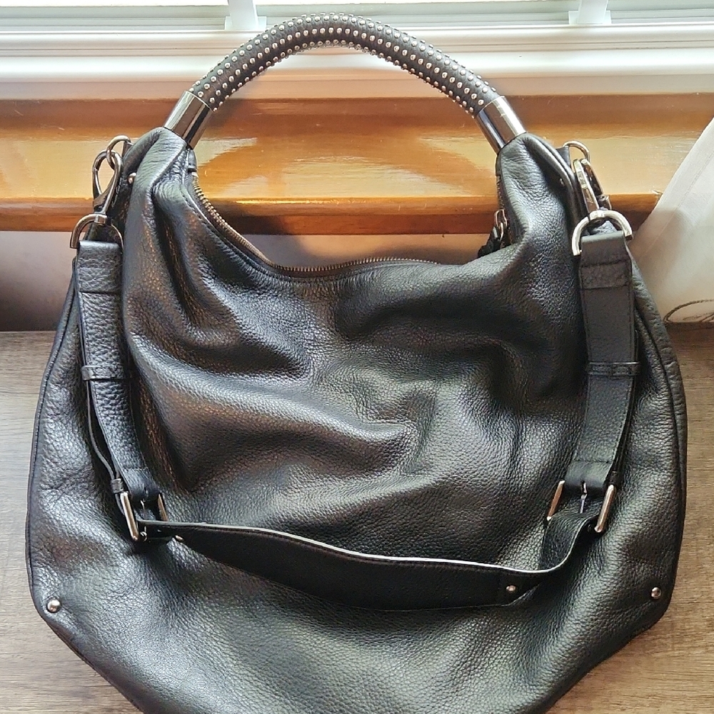 Kenneth Cole Black Leather Hobo Bag
